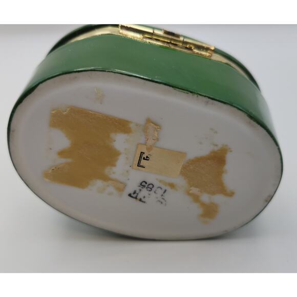 Vintage 1985 - Fitz And Floyd Dalmatian Dog Green Hinged Trinket Box 4.5" - Picture 10 of 16